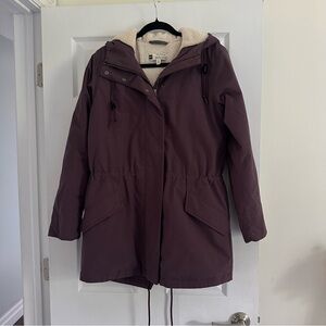 Size M MEC Purple Sherpa Lined Winter Parka Coat